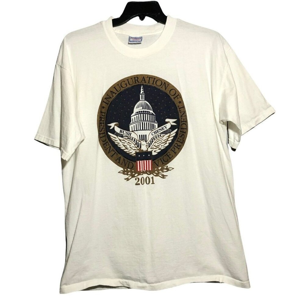 Vintage All Sport Men TShirt Size XL President Bush Inauguration History Politic